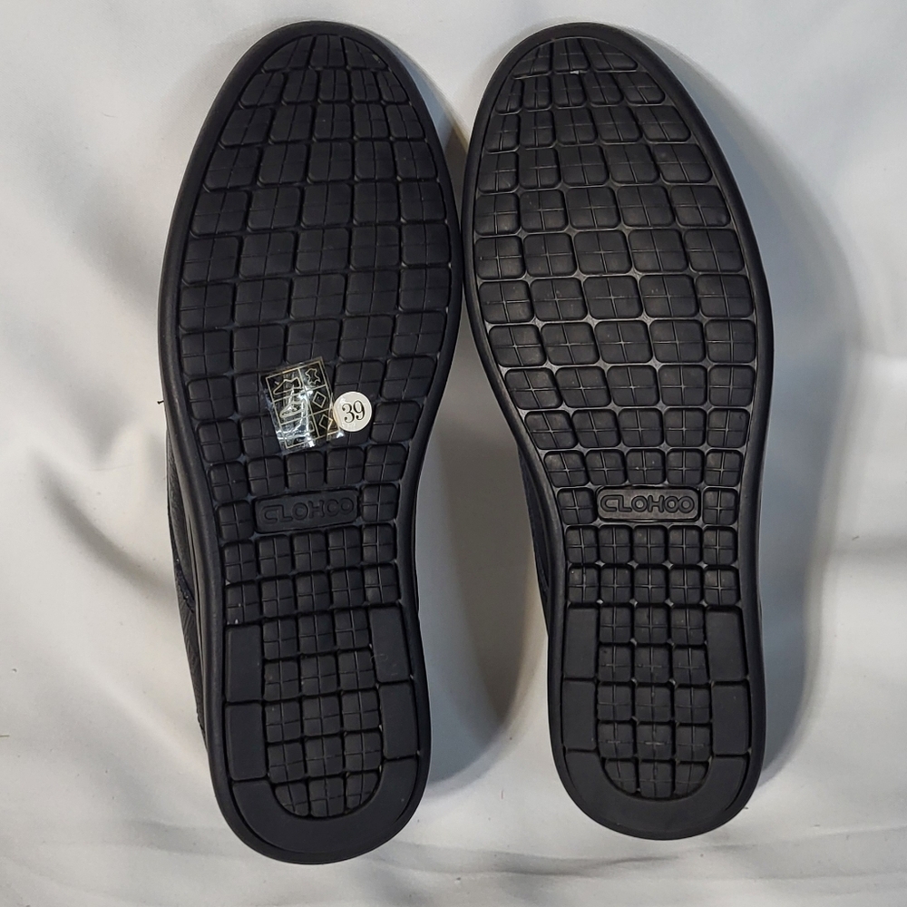 Clohoo Men's Black NWOT Handcrafted Cowhide Faux Leather Slip-On Loafers Sz US 7 - Picture 11 of 12
